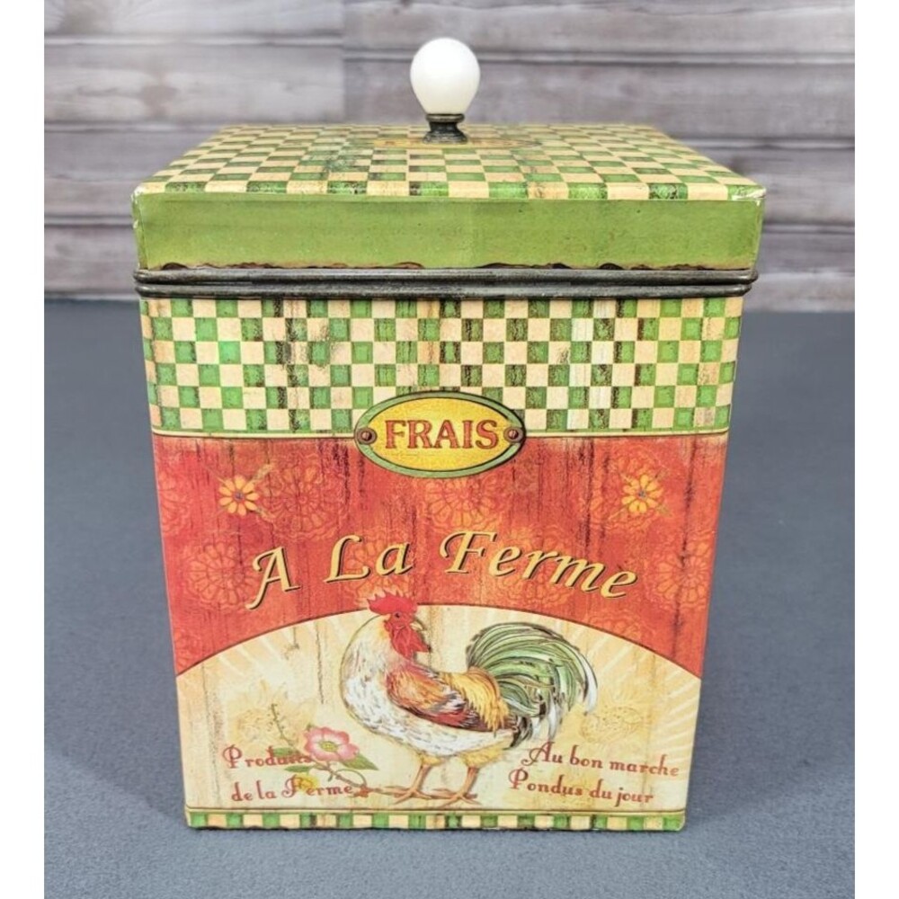 French Tin Frais ‘a La Ferme’ - "Fresh at the Farm"  9 x 6.5 x 6.5”